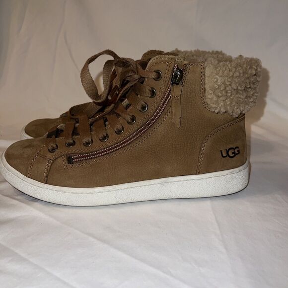 UGG Shoes - UGG Womens Size 8M Brown Leather Laces Zip Fashion Ankle Boots Bootie